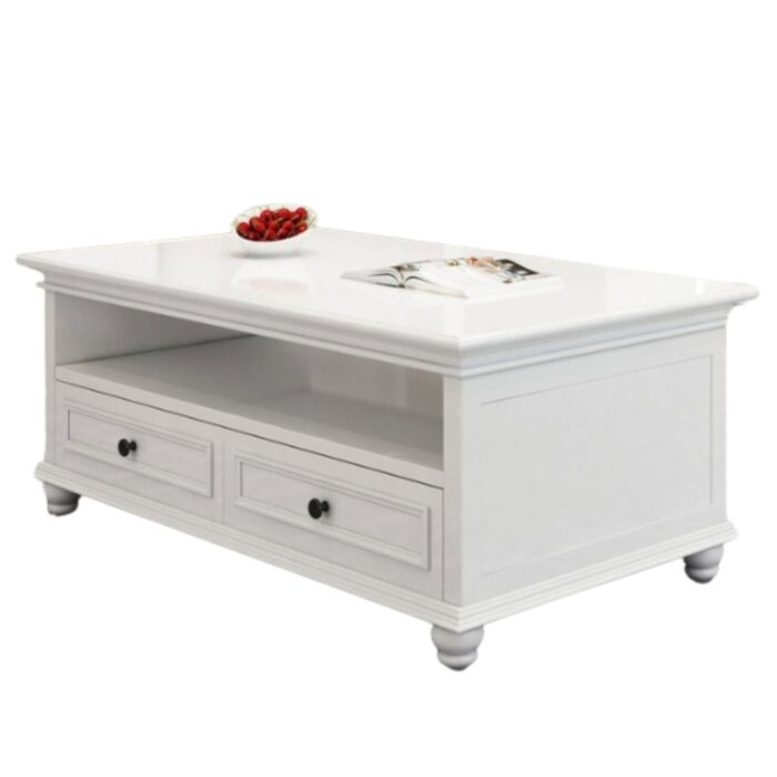 Beata White Coffee Table with 2 Drawers LS623