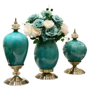 Ice Crack Ceramic Vase in Green