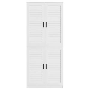75cm Wide White Louvered Shoe Cabinet