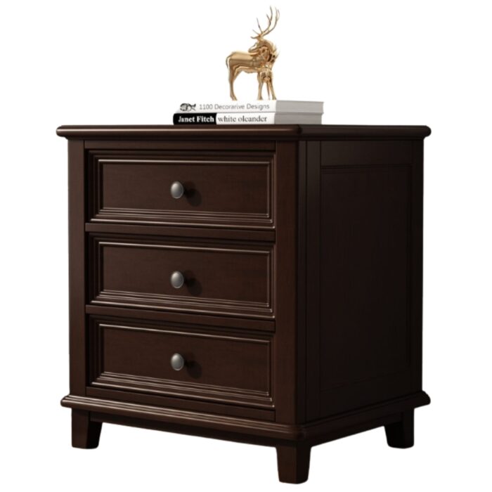 Hampton Ash Wood Bedside Table in Brown JS803E