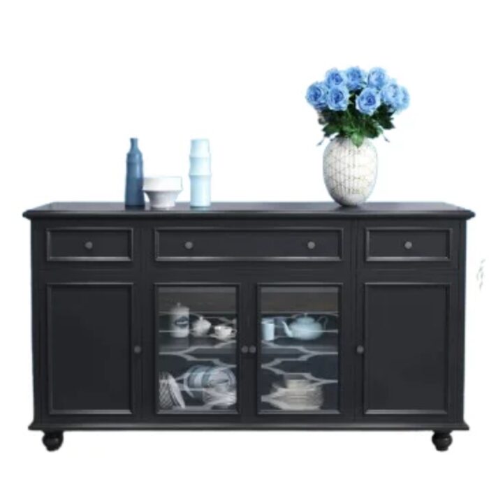 Beata Buffet 160cm with Glass Doors in Black CP007B