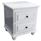 New Beata Bedside with 2 Drawers in White Finish LS007