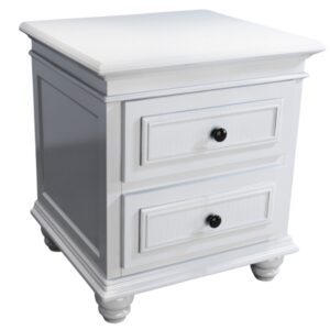 New Beata Bedside with 2 Drawers in White Finish LS007