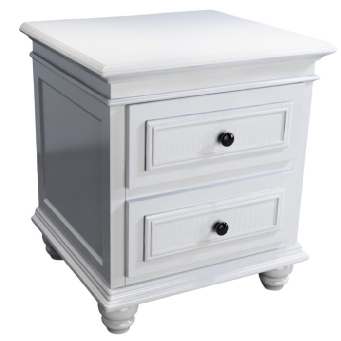 New Beata Bedside with 2 Drawers in White Finish LS007