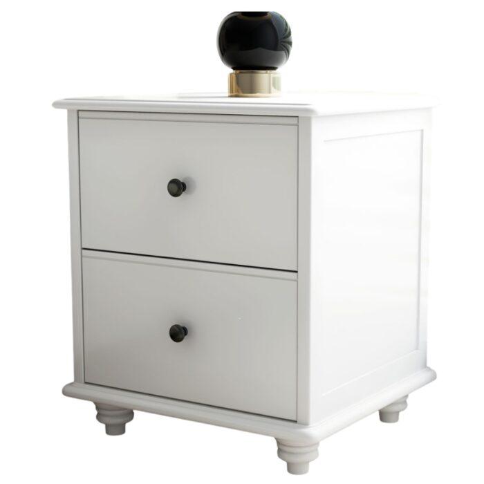 Olivia Bedside Table in White Finish QD201
