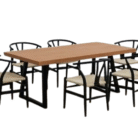 Stanley Wooden Beveled-Edge Dining Table with 6 Chairs