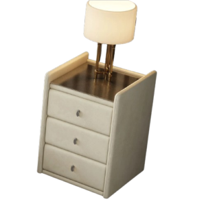 Velvet Bedside with Tempered Glass On the Top Beige A66 BEIGE
